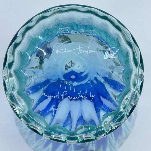 vintage fenton 1999 family series "tranquility" vase ribbed optic hand painted - Picture 7 of 8